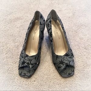 Blue and Black Peep Toes